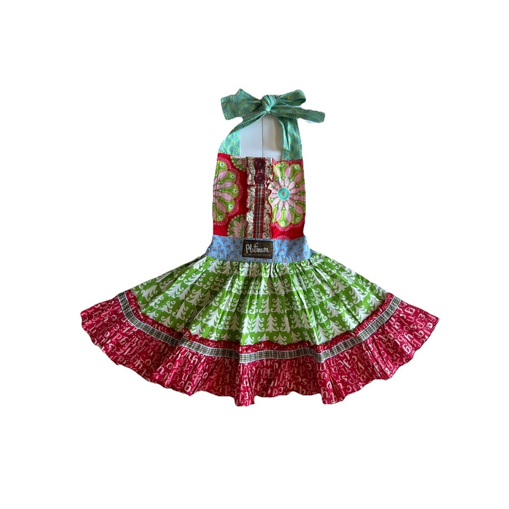 Matilda Jane Kids Apron PLATINUM Holiday Christmas Twirl Boutique Collection Sz4
